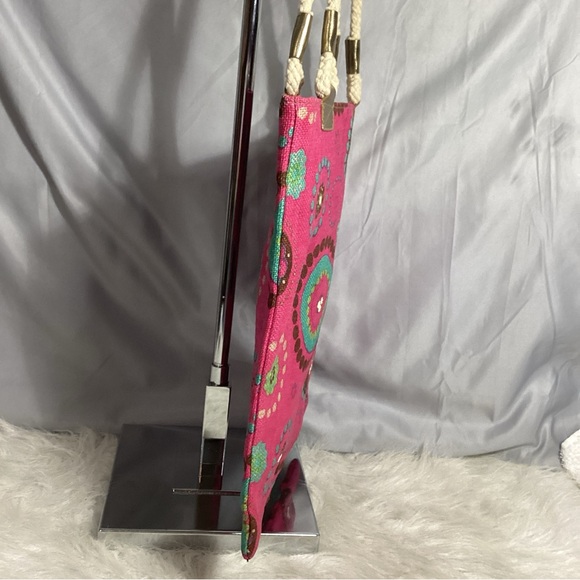 Old Navy Pink BOHO Sequin Circles Tote Bag with Rope Handles NWOT - Picture 5 of 11